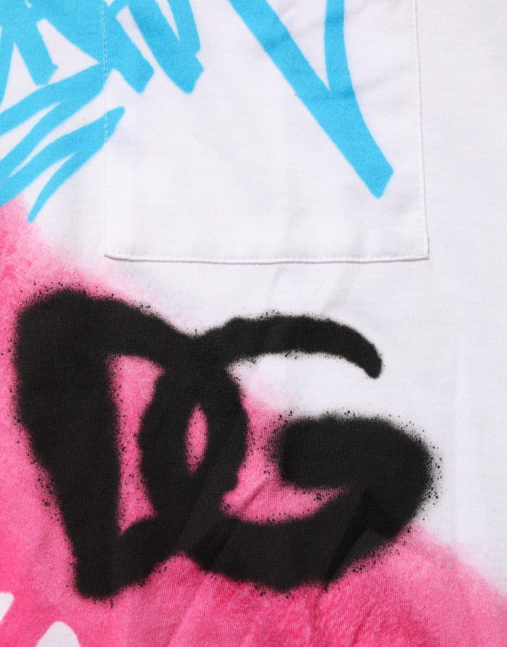 Dolce &amp; Gabbana White Graphic Print Cotton Crew Neck T-shirt