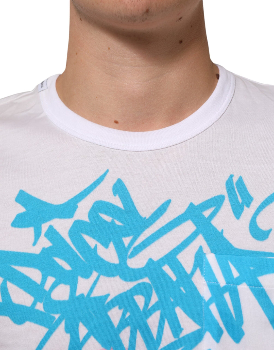 Dolce &amp; Gabbana White Graphic Print Cotton Crew Neck T-shirt