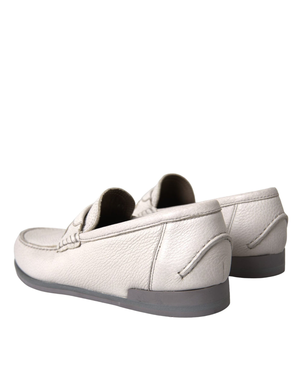 Men’s Dolce & Gabbana White Gray Leather Slip Mocassin Shoes Loafer