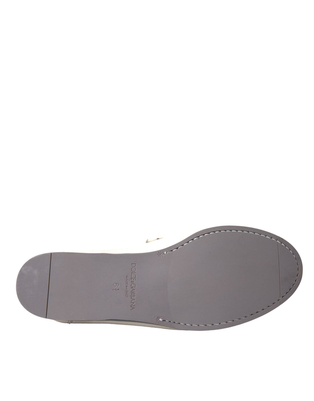 Men’s Dolce &amp; Gabbana White Gray Leather Slip Mocassin Shoes Loafer