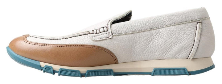 Men’s Dolce &amp; Gabbana White Leather Loafers Moccasins Shoes