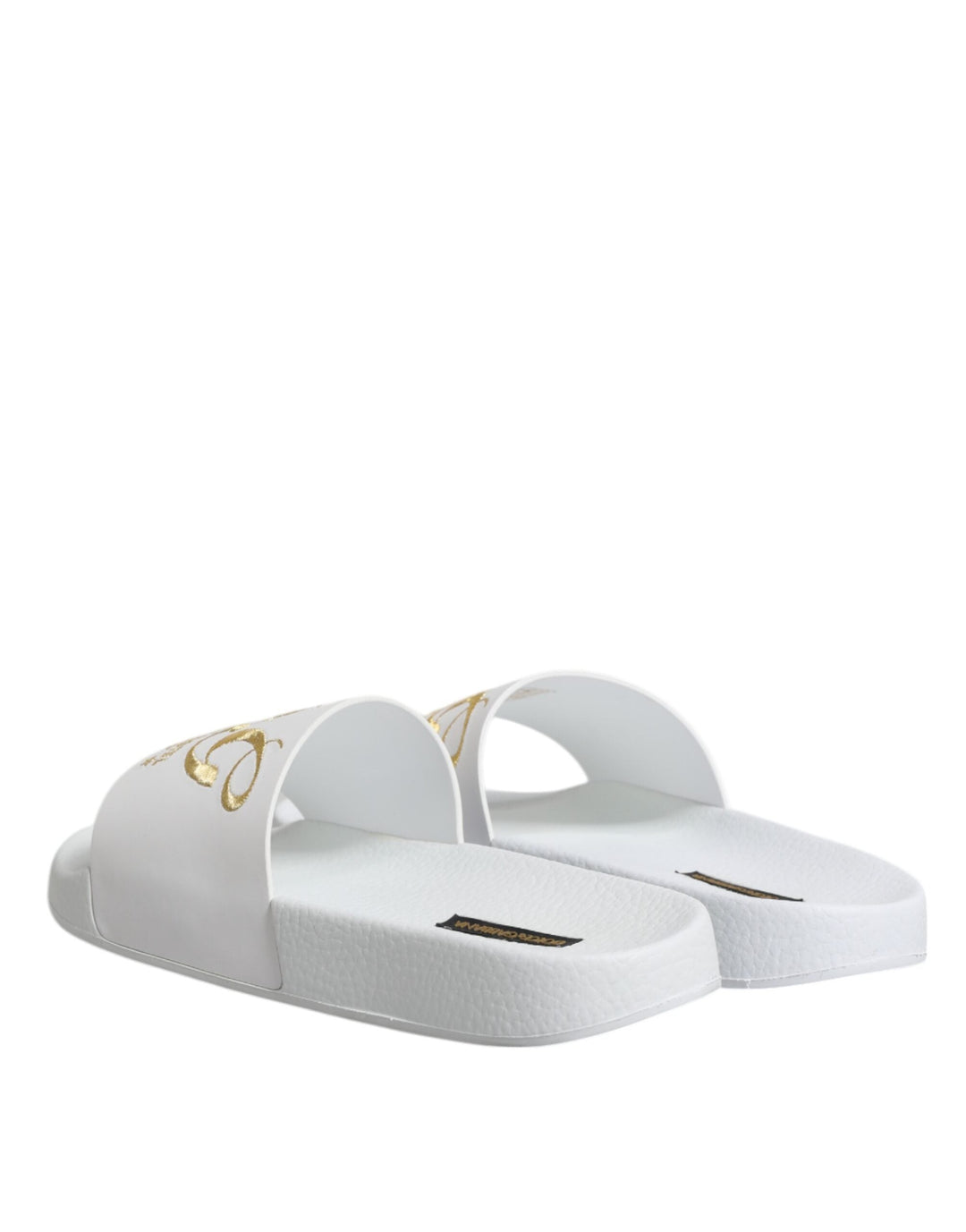 Men’s Dolce &amp; Gabbana White Leather Slides Sandals Beachwear Shoes