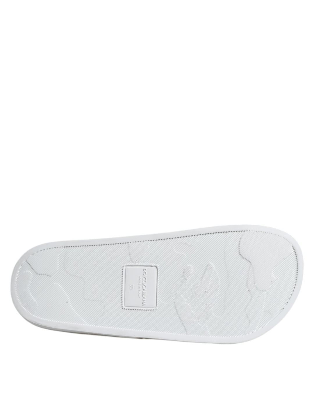 Men’s Dolce &amp; Gabbana White Leather Slides Sandals Beachwear Shoes