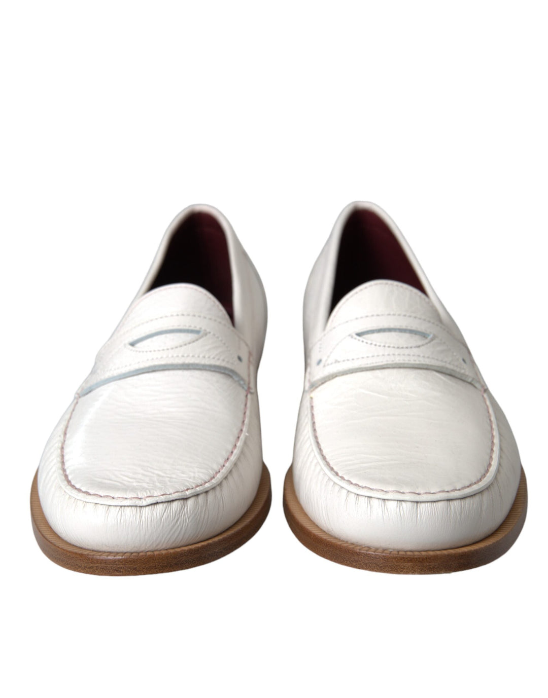 Men’s Dolce &amp; Gabbana White Leather Slip on Mocassin Loafers Shoes