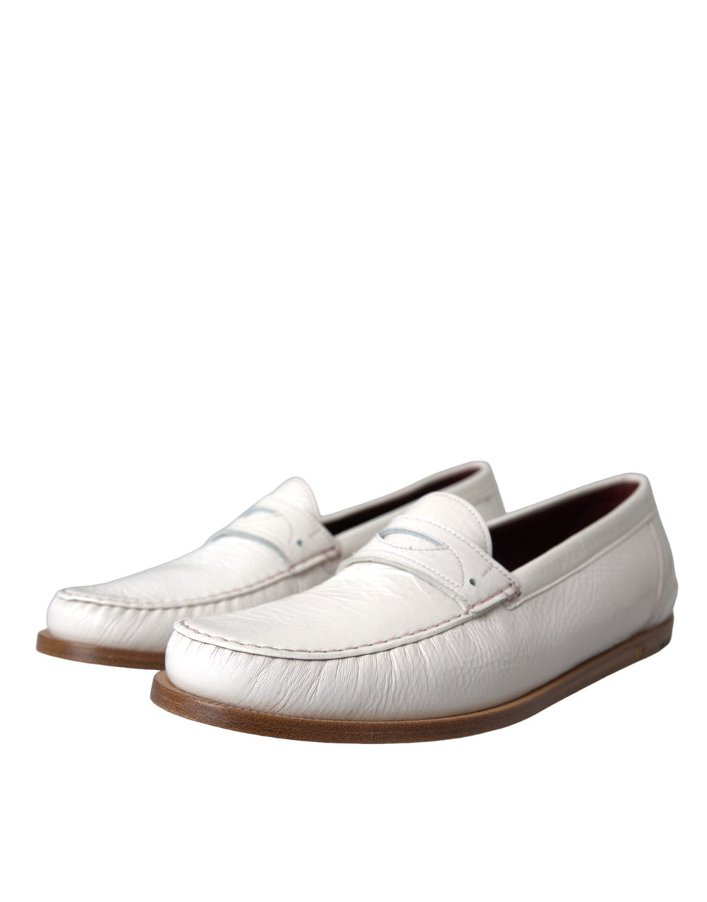 Men’s Dolce & Gabbana White Leather Slip on Mocassin Loafers Shoes