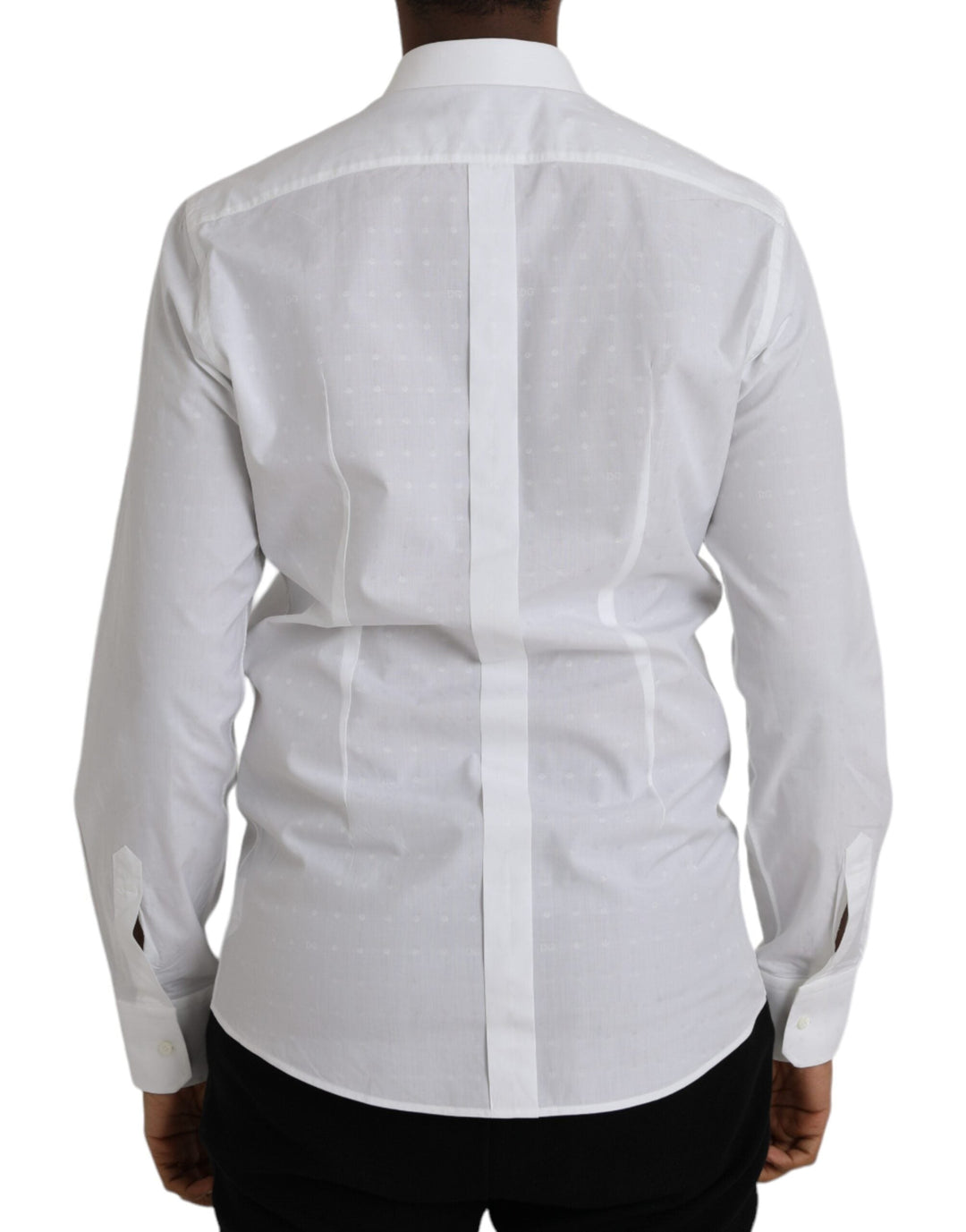 Men’s Dolce &amp; Gabbana White Logo Cotton Men Dress Gold Shirt