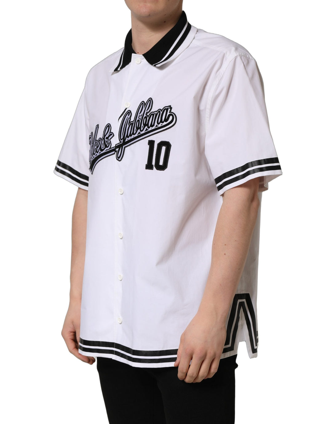 Dolce &amp; Gabbana White Logopatch Cotton Baseball Casual Shirt