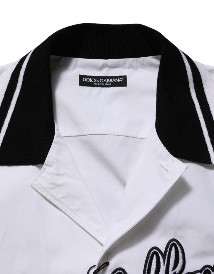 Dolce &amp; Gabbana White Logopatch Cotton Baseball Casual Shirt