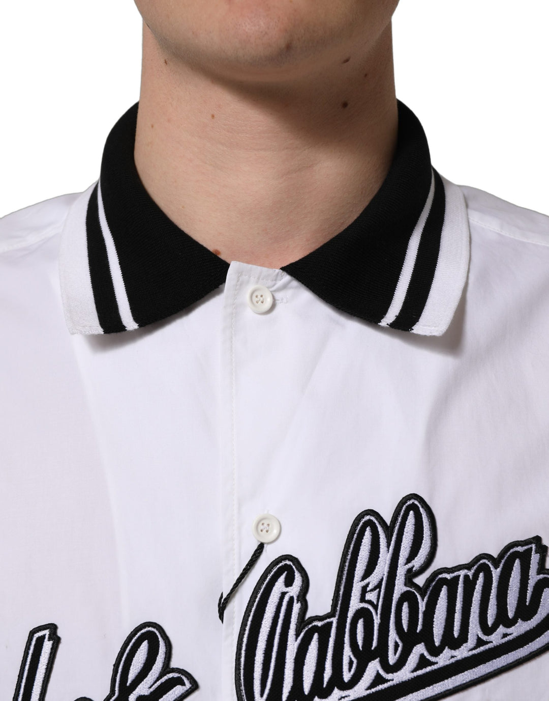 Dolce &amp; Gabbana White Logopatch Cotton Baseball Casual Shirt
