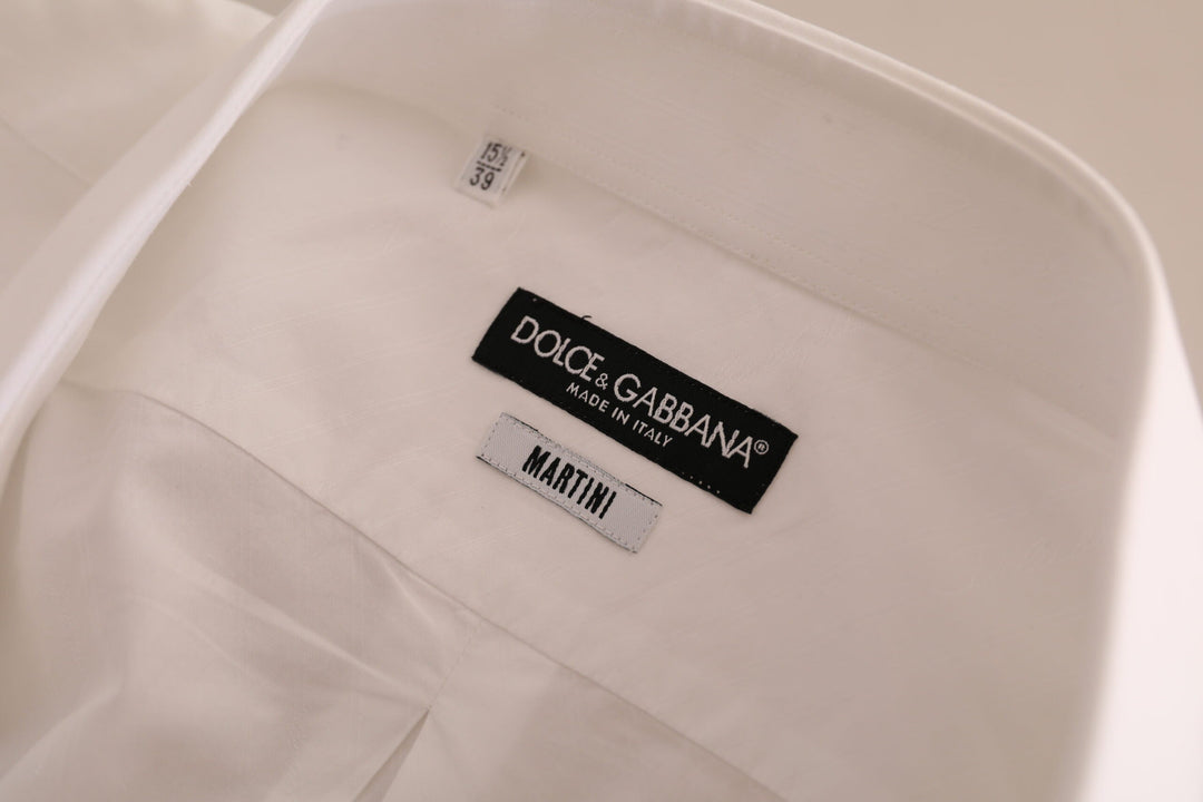 Dolce &amp; Gabbana White MARTINI Cotton Dress Formal Shirt