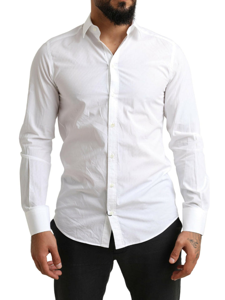 Dolce &amp; Gabbana White MARTINI Cotton Dress Formal Shirt