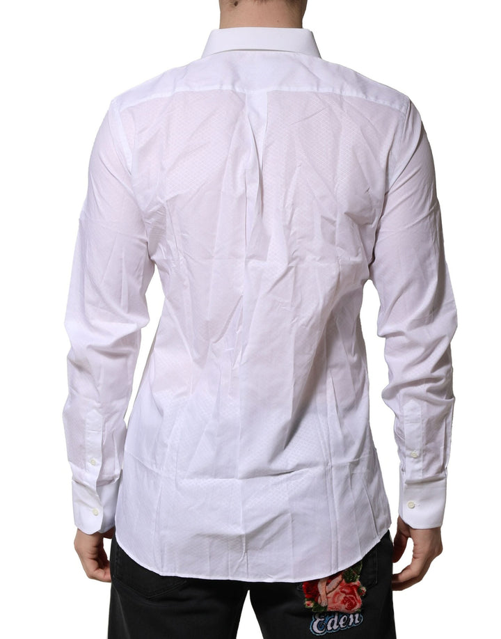Dolce &amp; Gabbana White Martini Long Sleeve Dress Formal Shirt