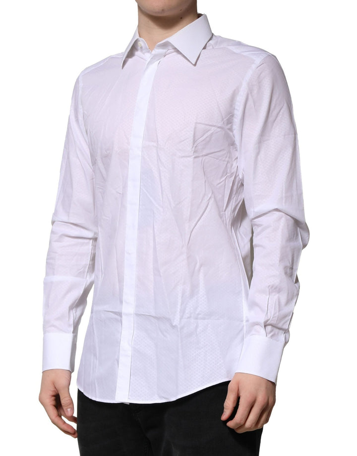Dolce &amp; Gabbana White Martini Long Sleeve Dress Formal Shirt