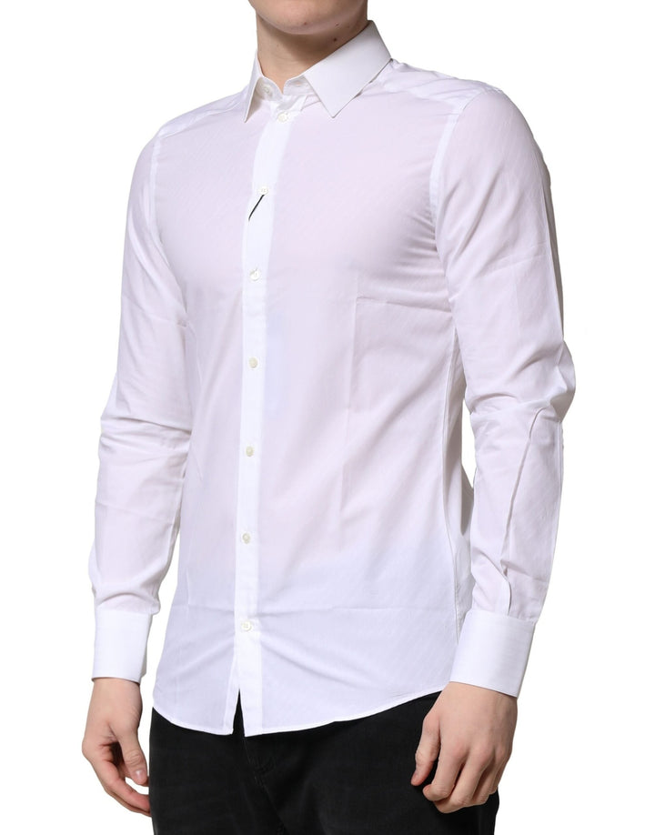 Men’s Dolce &amp; Gabbana White Martini Long Sleeves Dress Formal Shirt