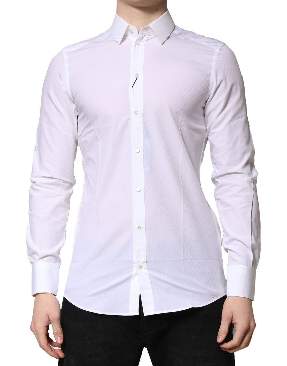 Men’s Dolce & Gabbana White Martini Long Sleeves Dress Formal Shirt