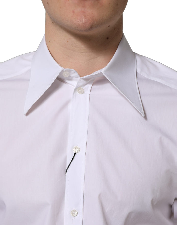 Dolce &amp; Gabbana White Martini Long Sleeves Men Dress Shirt