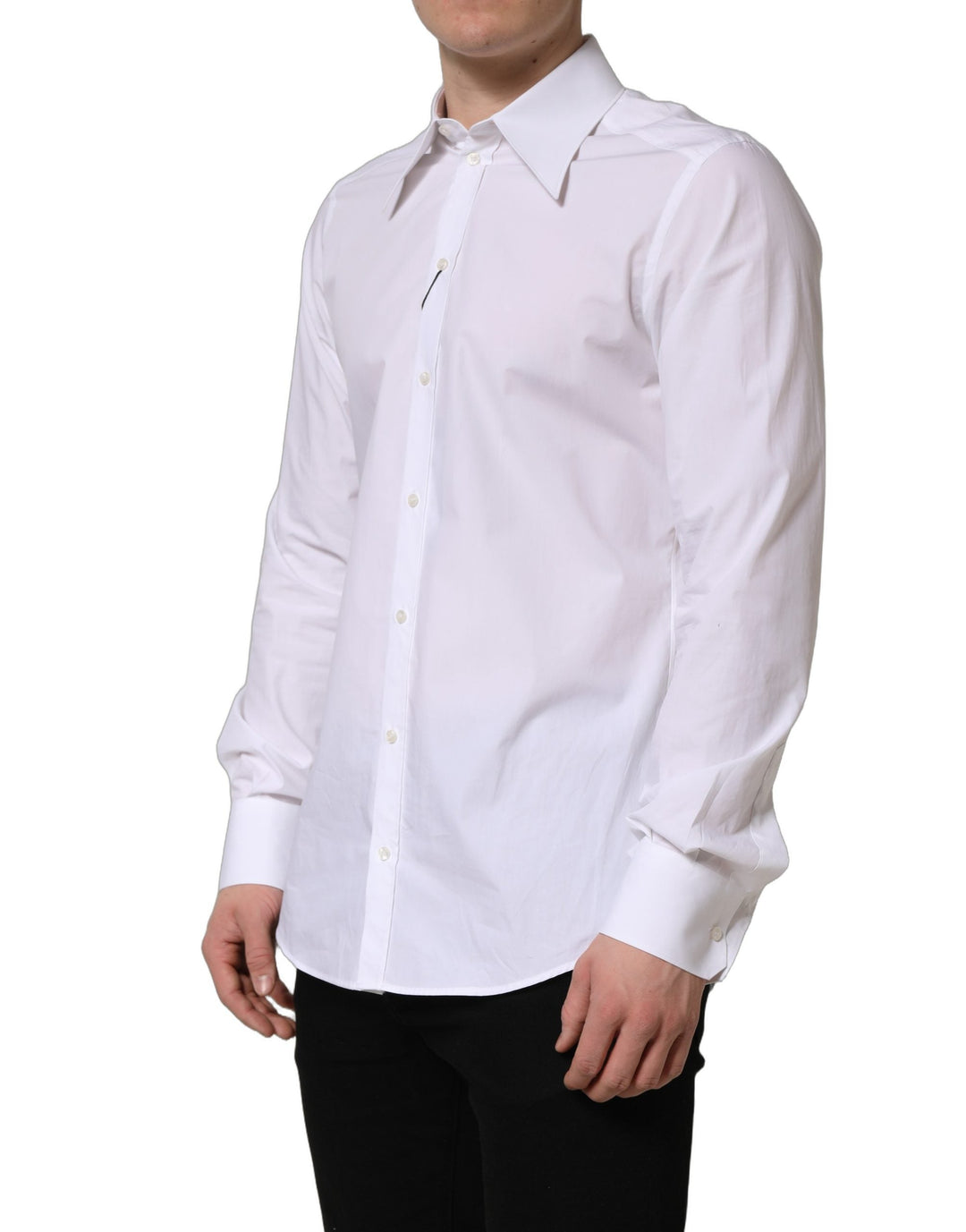 Dolce &amp; Gabbana White Martini Long Sleeves Men Dress Shirt