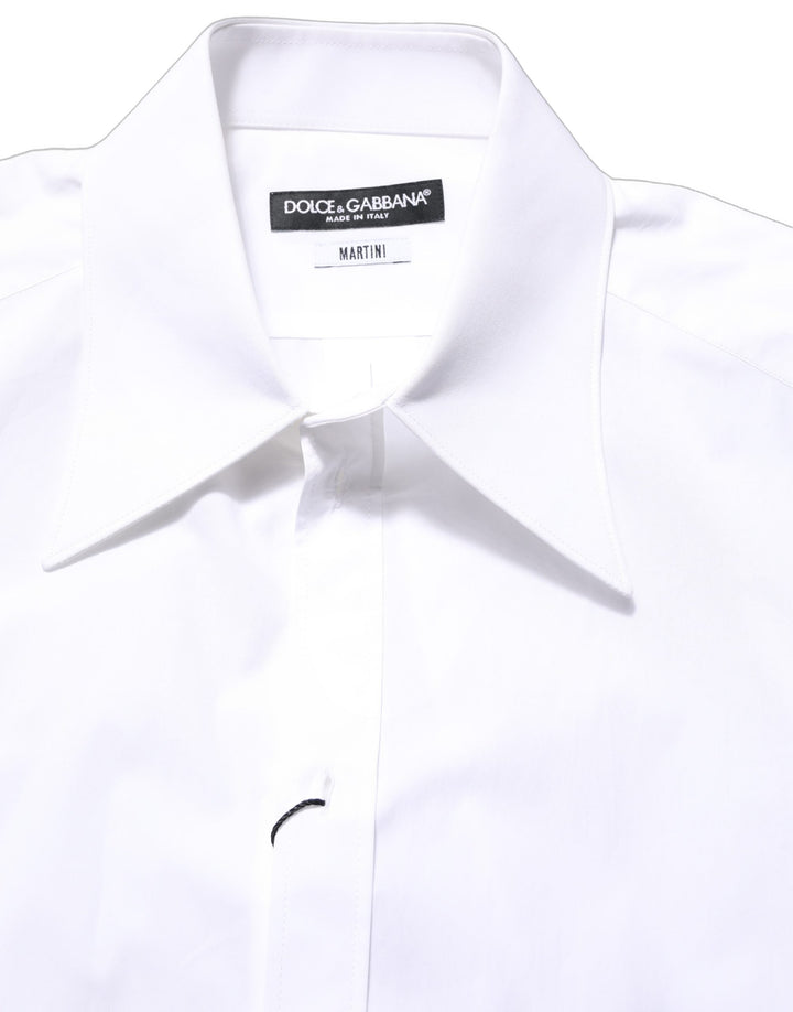 Dolce &amp; Gabbana White Martini Long Sleeves Men Dress Shirt