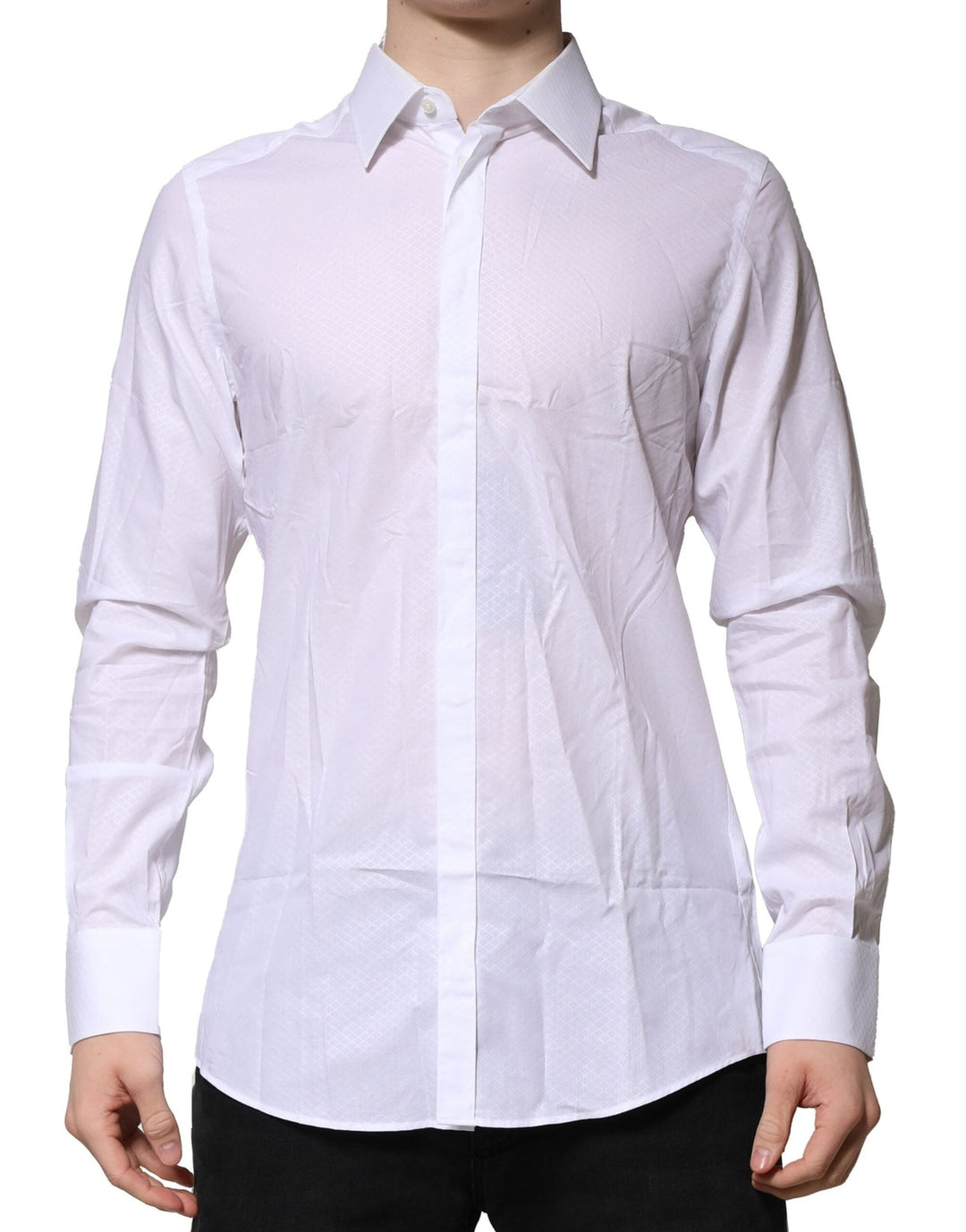 Dolce &amp; Gabbana White Martini Long Sleeves Men Formal Shirt