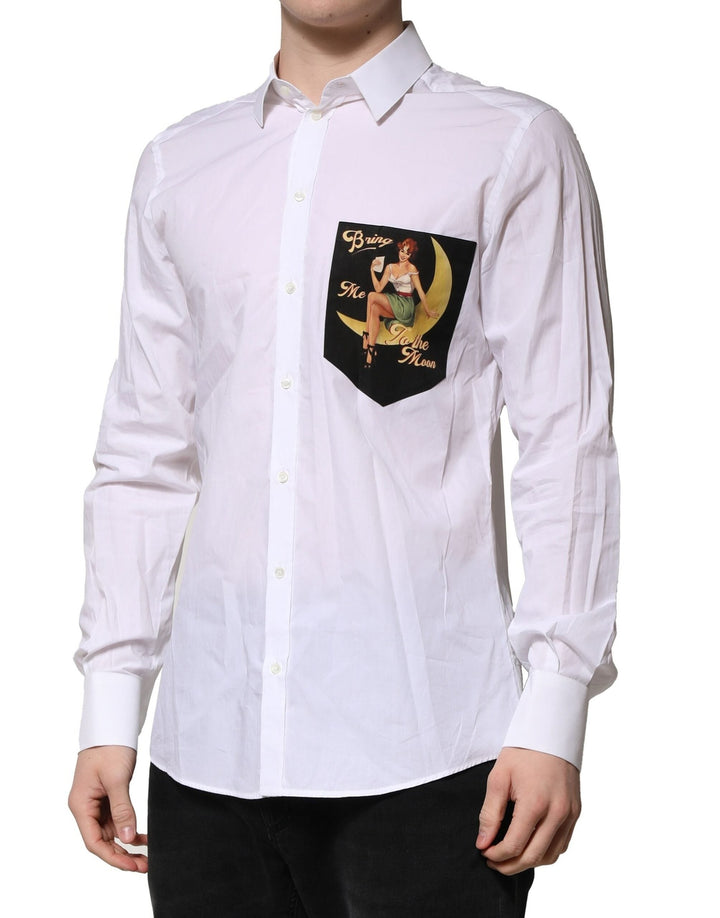 Dolce &amp; Gabbana White MARTINI Long Sleeves Men Formal Shirt
