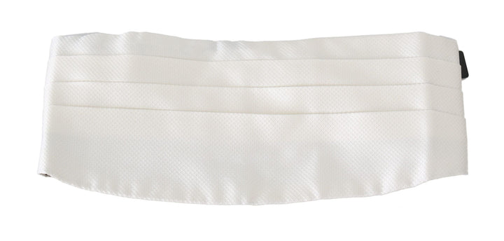 Dolce &amp; Gabbana White Men Waist Belt 100% Silk Cummerbund