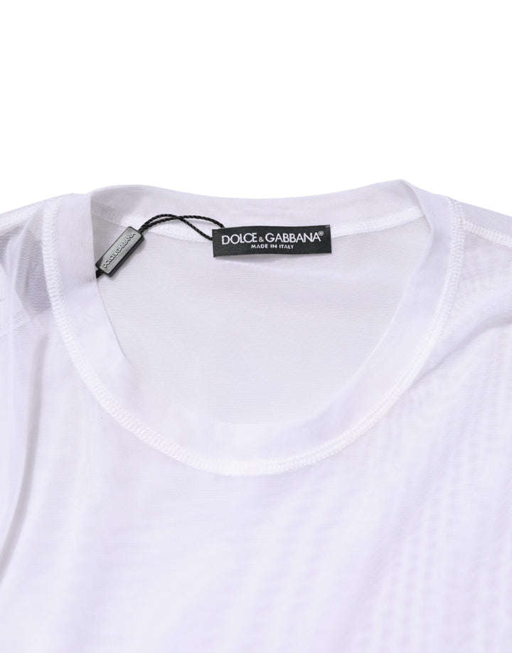 Men’s Dolce &amp; Gabbana White Nylon Long Sleeves Crewneck T-shirt