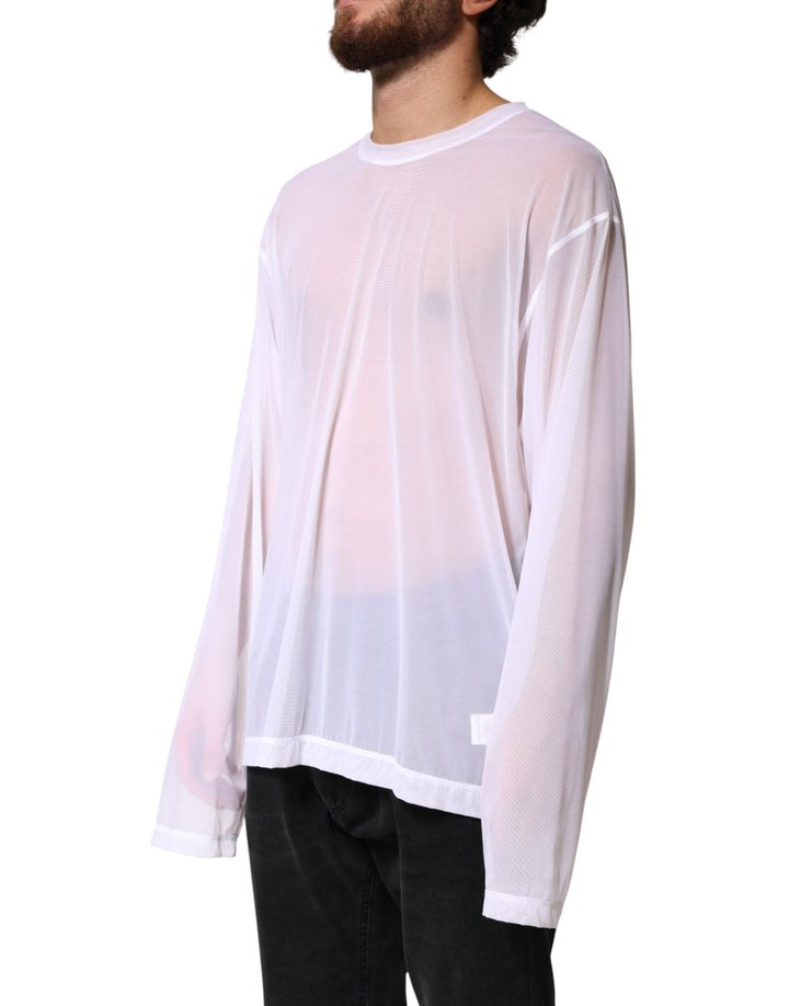 Men’s Dolce &amp; Gabbana White Nylon Long Sleeves Crewneck T-shirt