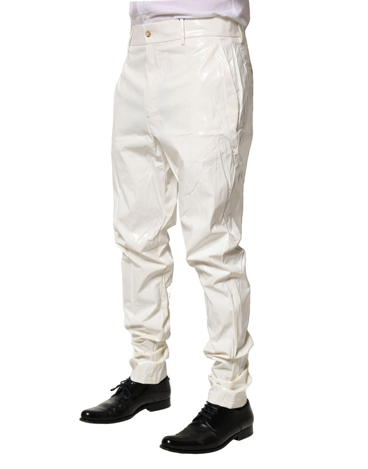 Men’s Dolce &amp; Gabbana White Nylon Tapered Dress Men Pants