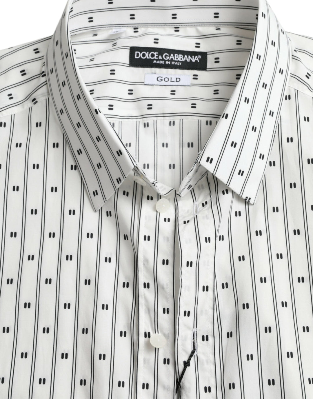 Men’s Dolce &amp; Gabbana White Patterned Men Gold Formal Dress Shirt