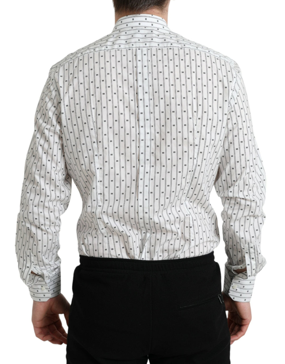 Men’s Dolce &amp; Gabbana White Patterned Men Gold Formal Dress Shirt