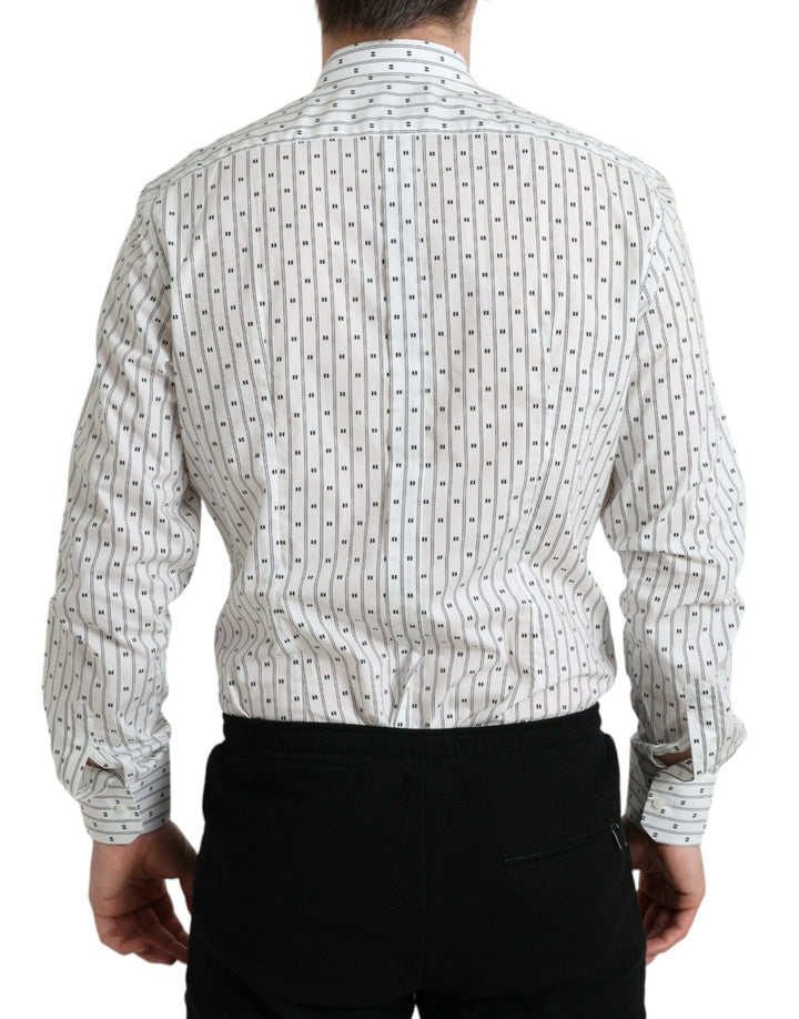 Men’s Dolce &amp; Gabbana White Patterned Men Gold Formal Dress Shirt