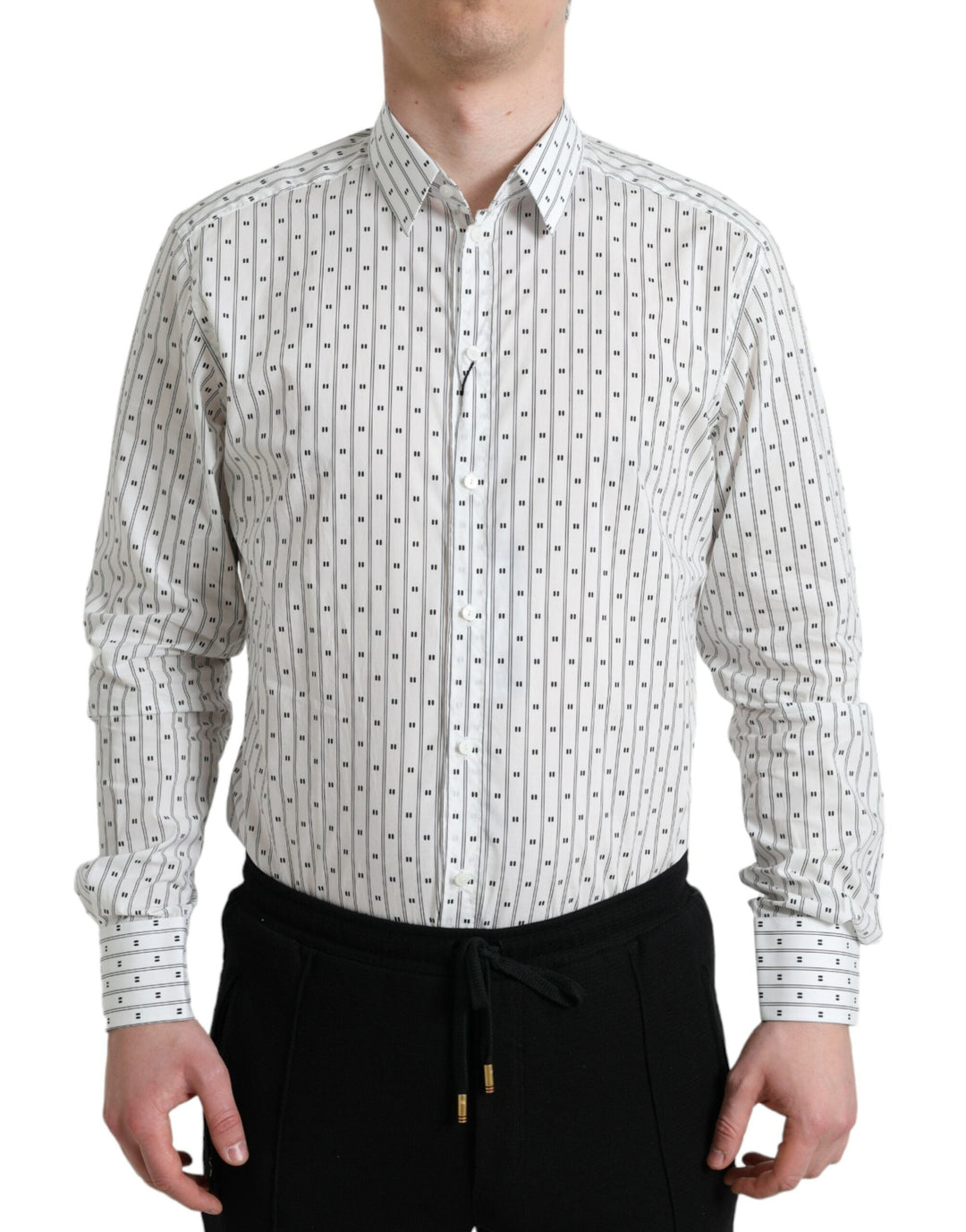 Men’s Dolce & Gabbana White Patterned Men Gold Formal Dress Shirt