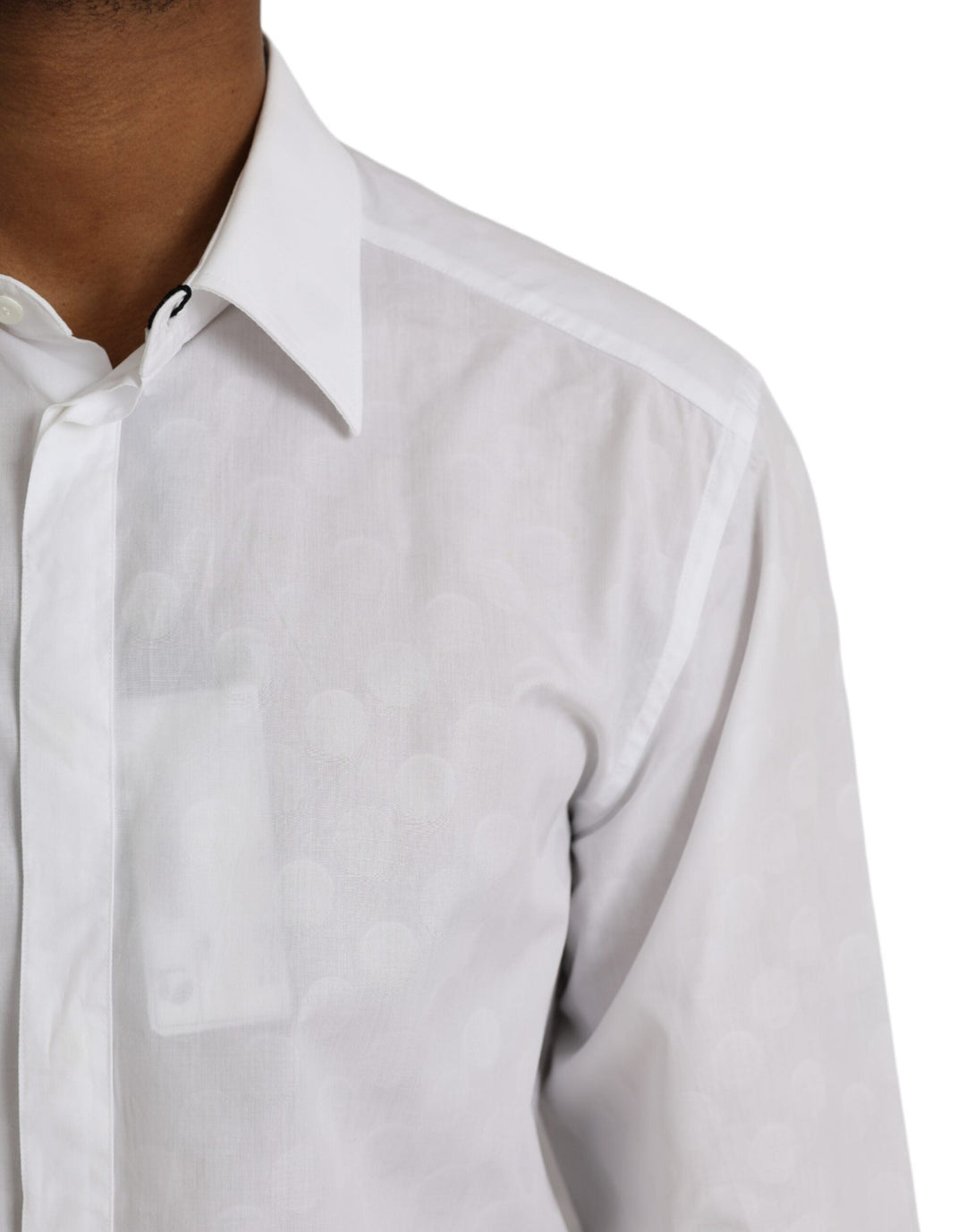Dolce &amp; Gabbana White Polka Dotted Cotton Dress Gold Shirt