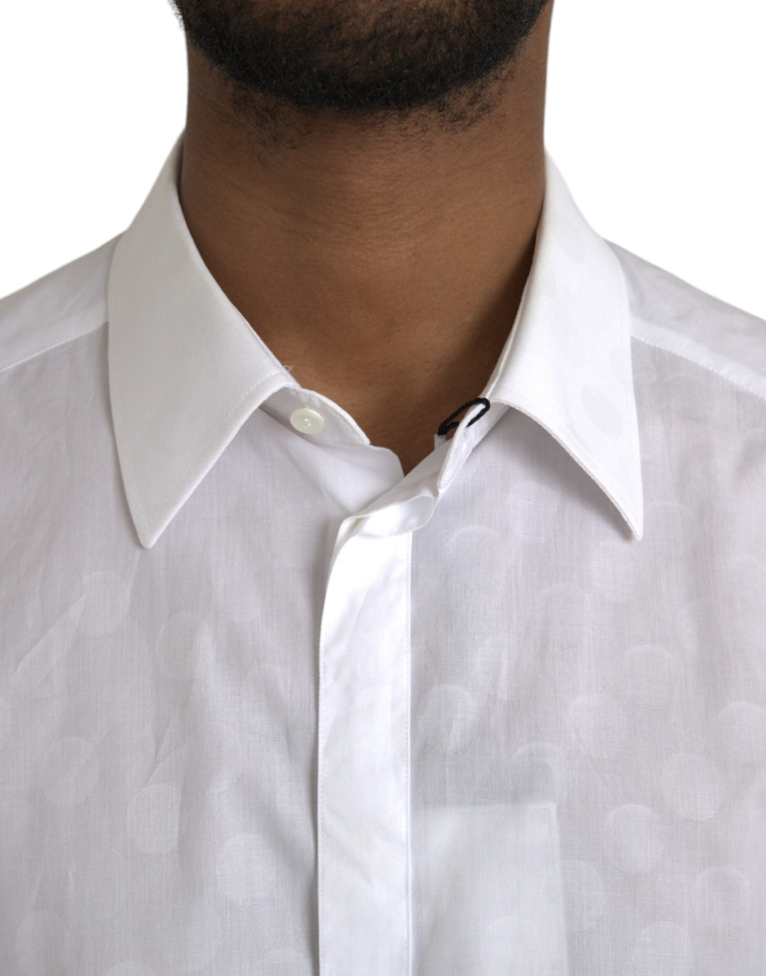 Dolce &amp; Gabbana White Polka Dotted Cotton Dress Gold Shirt