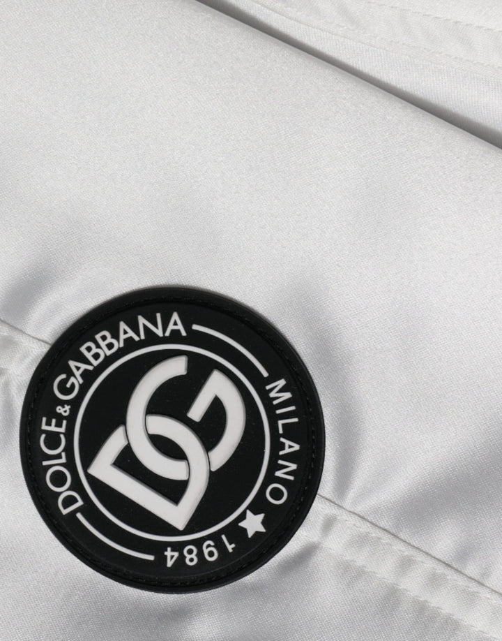 Blouson aviateur zippé en polyester blanc avec logo Dolce &amp;amp; Gabbana