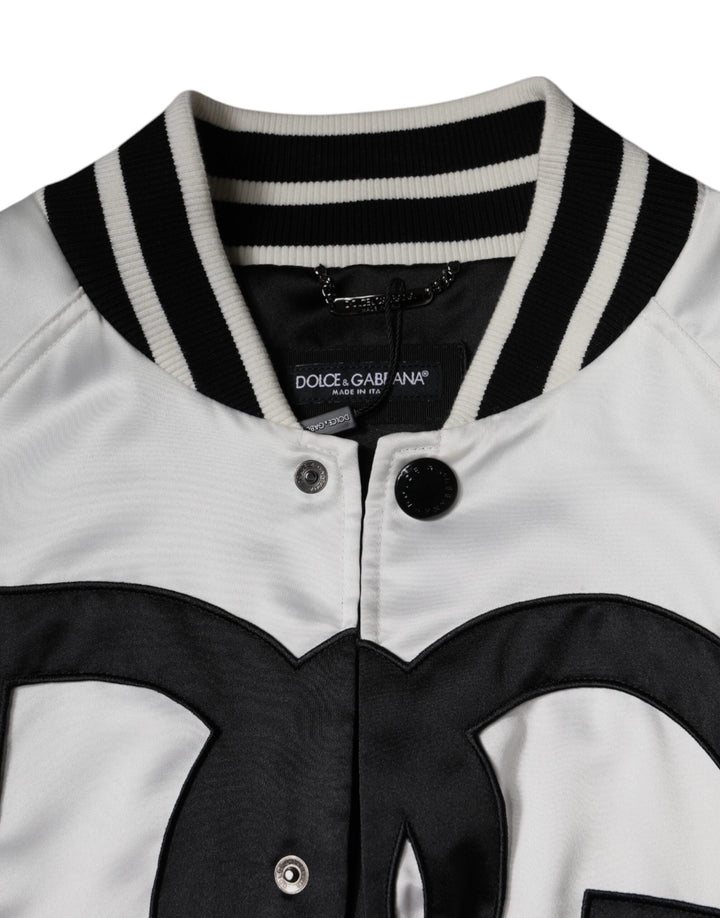Blouson aviateur zippé en polyester blanc avec logo Dolce &amp;amp; Gabbana