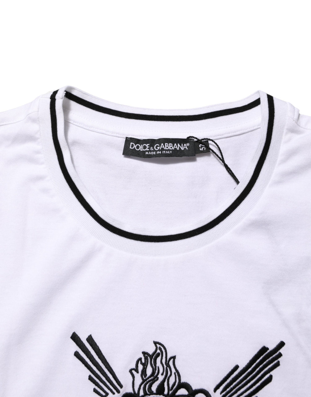 Dolce &amp; Gabbana White Sacred Heart Short Sleeve Men T-shirt