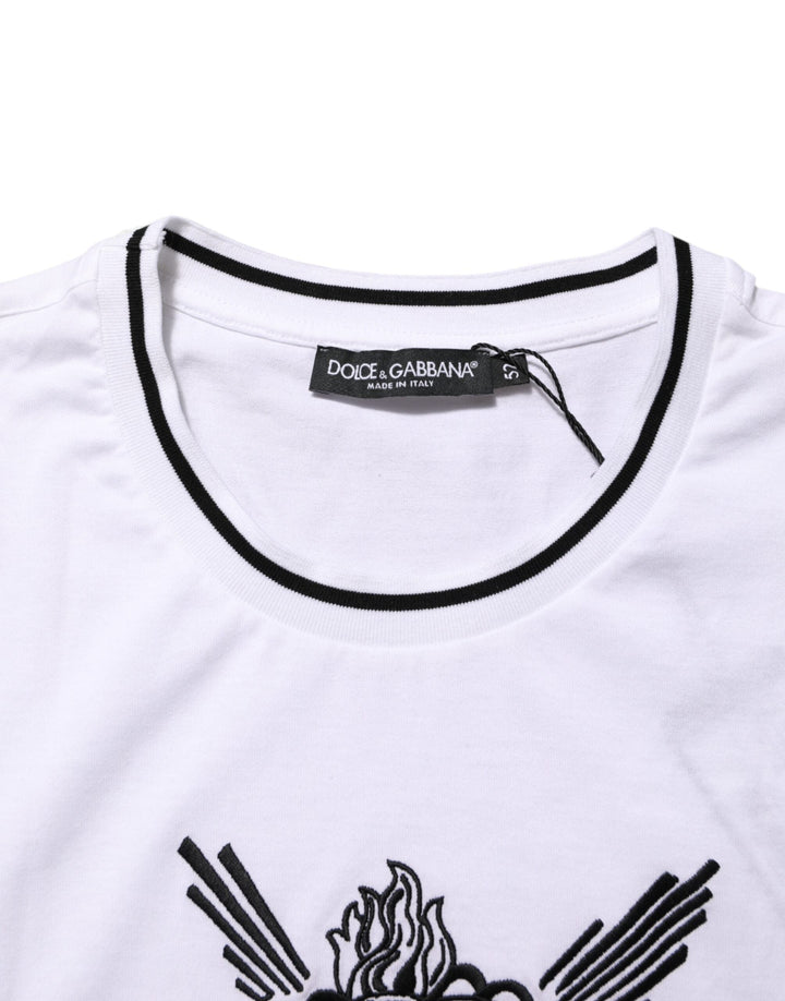 Dolce &amp; Gabbana White Sacred Heart Short Sleeve Men T-shirt