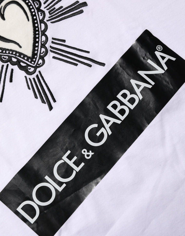 Dolce &amp; Gabbana White Sacred Heart Short Sleeve Men T-shirt