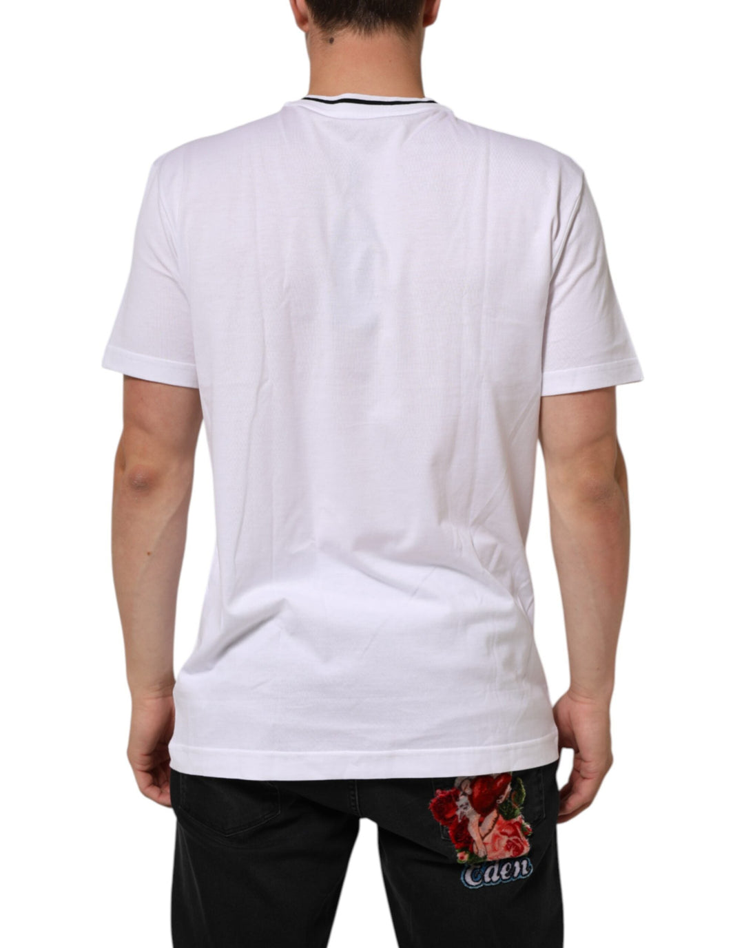 Dolce &amp; Gabbana White Sacred Heart Short Sleeve Men T-shirt