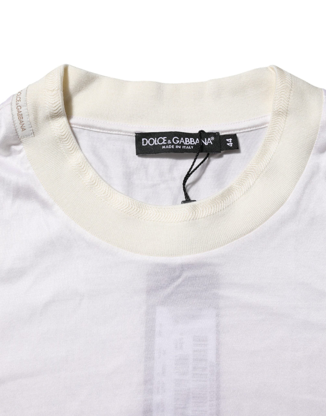 Men’s Dolce &amp; Gabbana White Silk Crew Neck Long Sleeves T-shirt