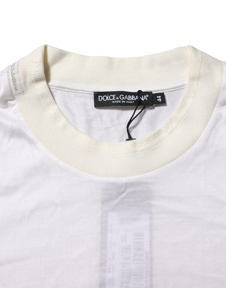 Men’s Dolce &amp; Gabbana White Silk Crew Neck Long Sleeves T-shirt