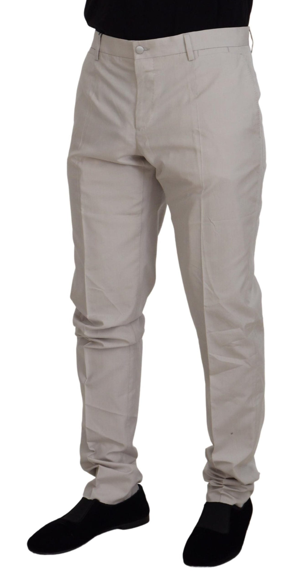 Men’s Dolce & Gabbana off White Silk Mid Waist Chino Pants