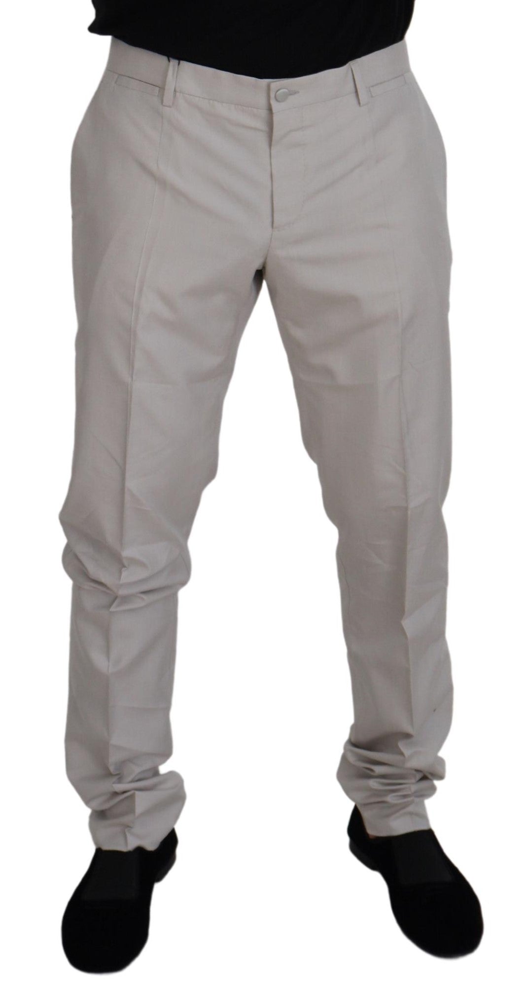 Men’s Dolce &amp; Gabbana off White Silk Mid Waist Chino Pants