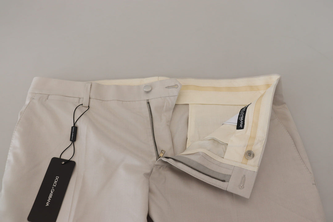 Men’s Dolce &amp; Gabbana off White Silk Mid Waist Chino Pants
