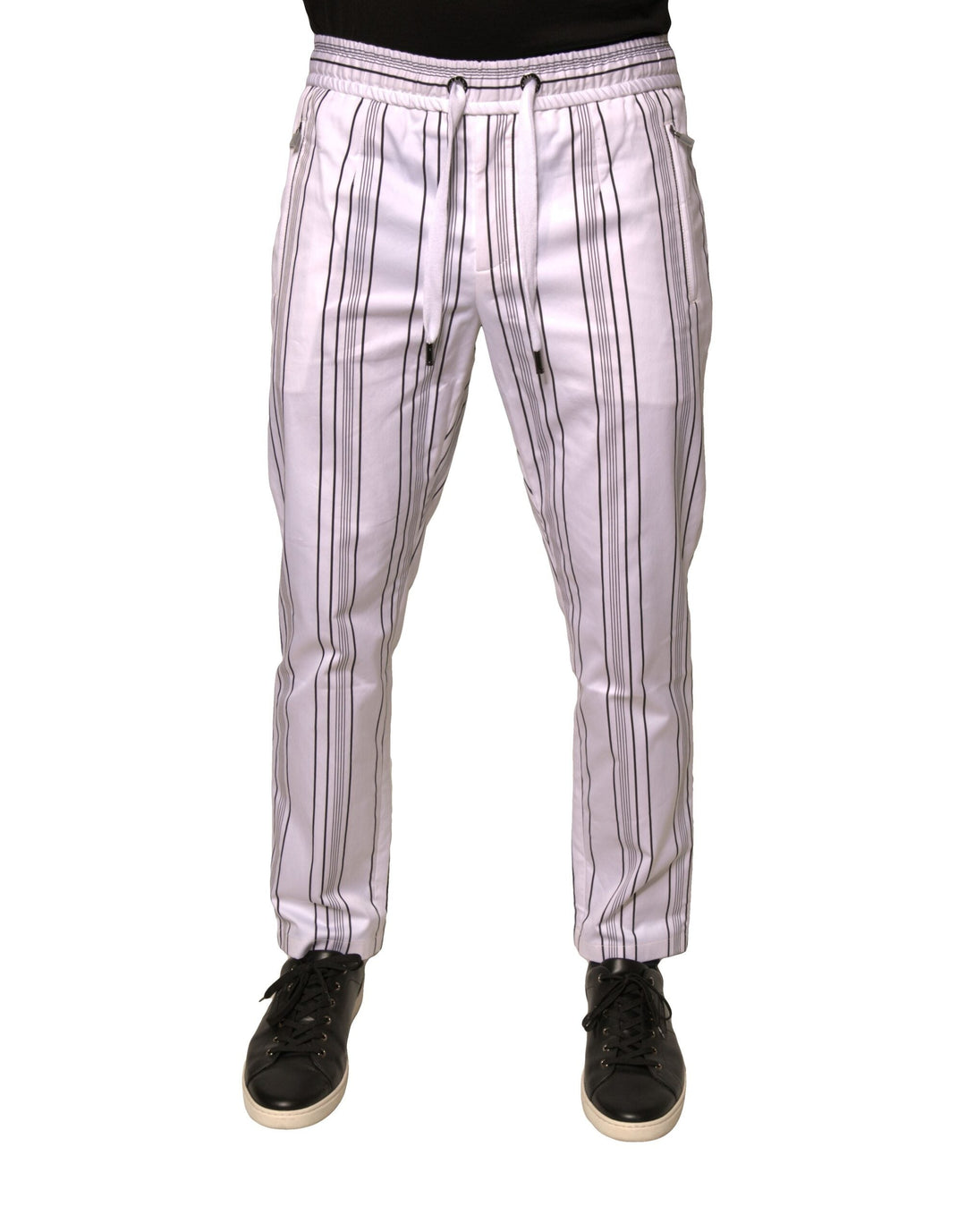Men’s Dolce &amp; Gabbana White Stripe Cotton Dress Skinny Pants