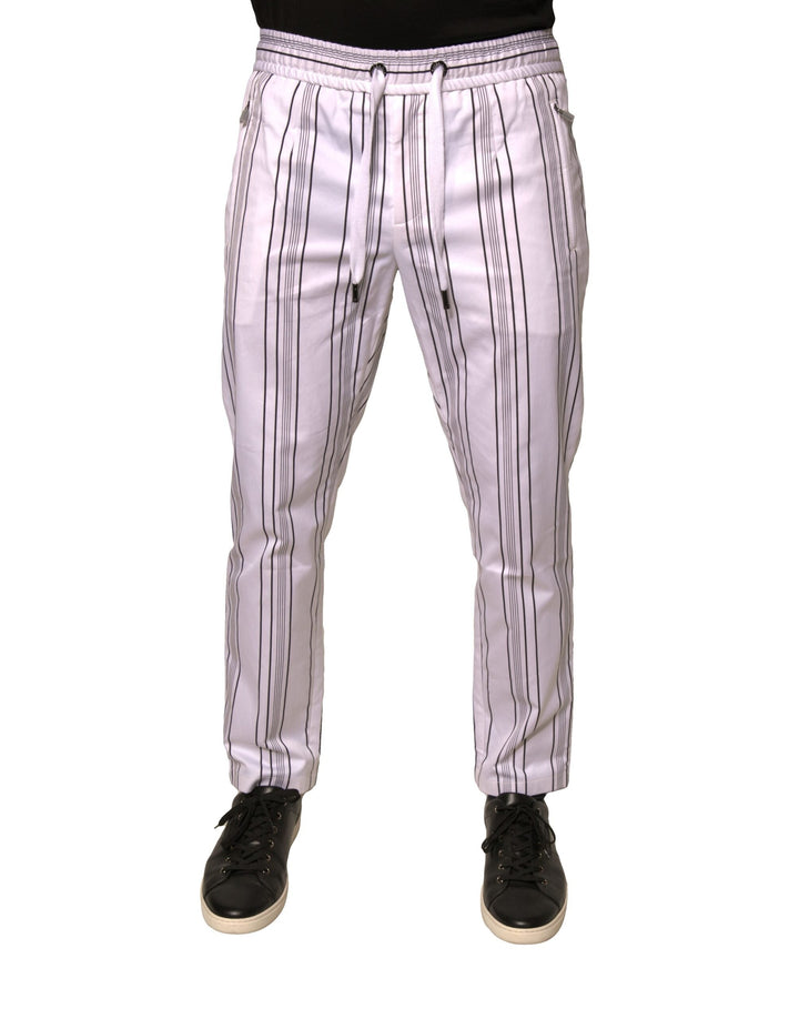 Men’s Dolce &amp; Gabbana White Stripe Cotton Dress Skinny Pants