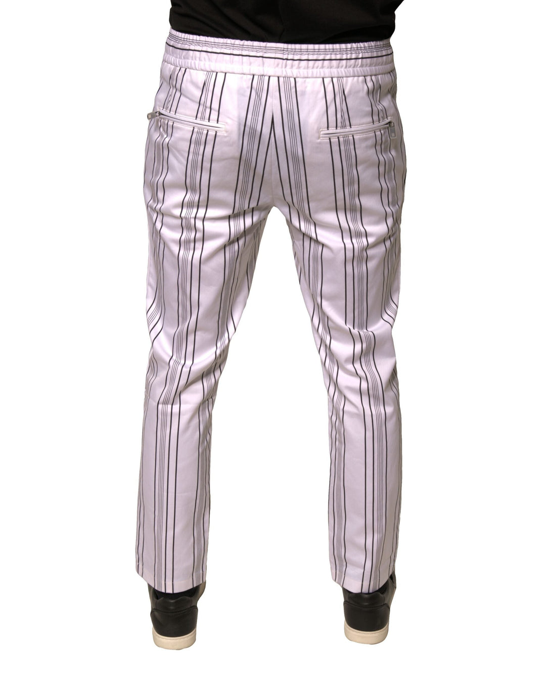 Men’s Dolce &amp; Gabbana White Stripe Cotton Dress Skinny Pants