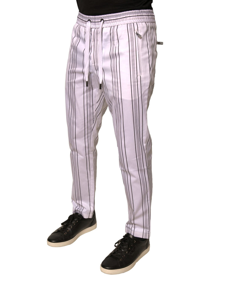 Men’s Dolce &amp; Gabbana White Stripe Cotton Dress Skinny Pants