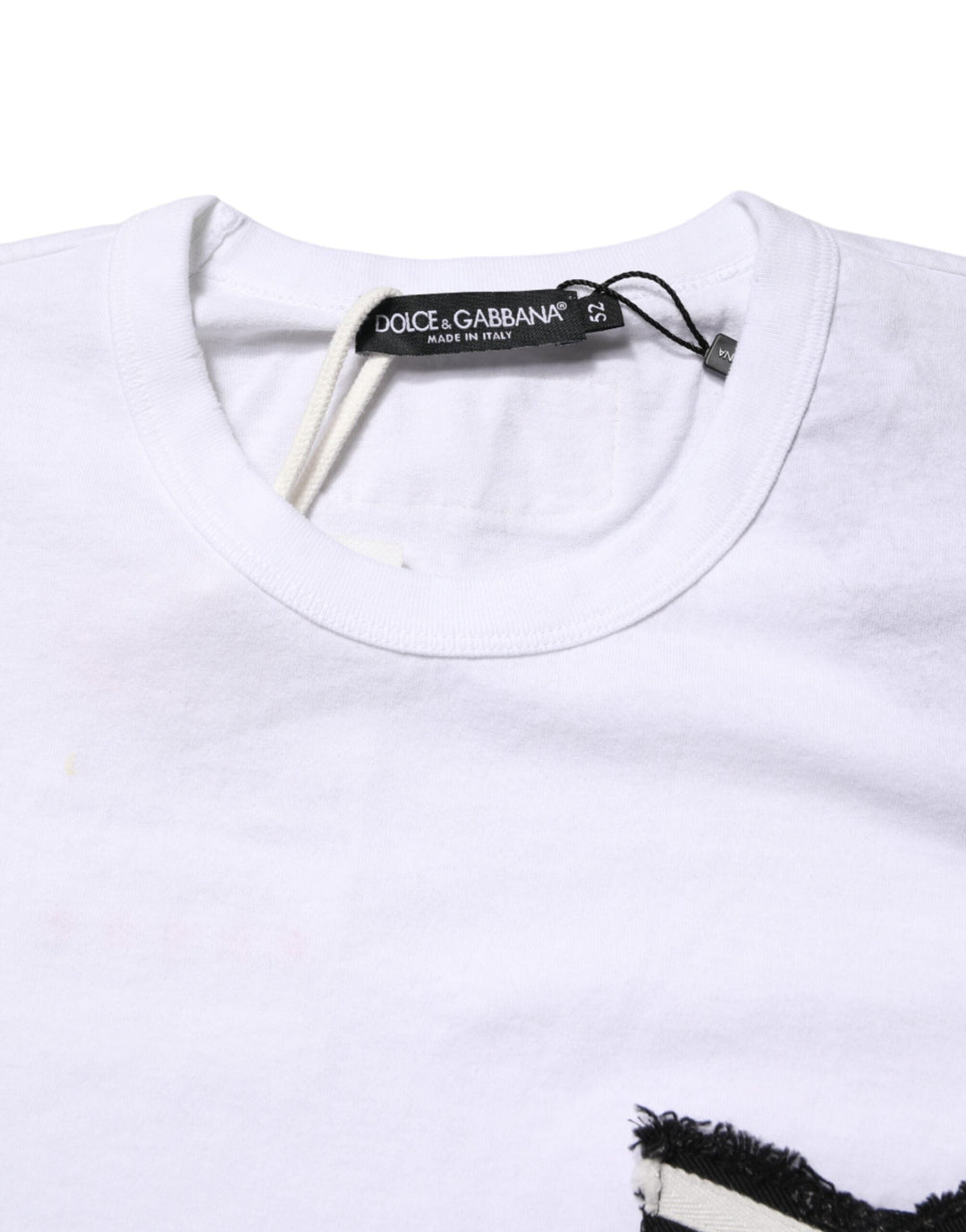 Dolce &amp; Gabbana White Stripes Cotton Crew Neck Tee T-shirt